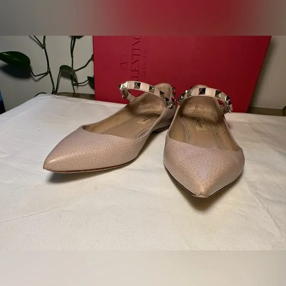 Valentino Women's Beige Studded Flats