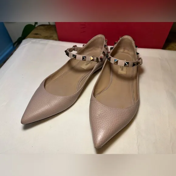 Valentino Women's Beige Studded Flats