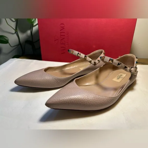 Valentino Women's Beige Studded Flats