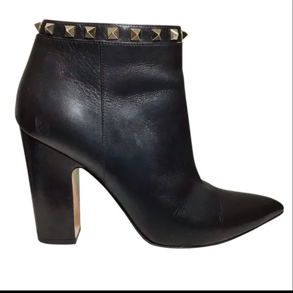 VALENTINO GARAVANI Black Calfskin Rockstud 100mm Ankle Boots Size 40