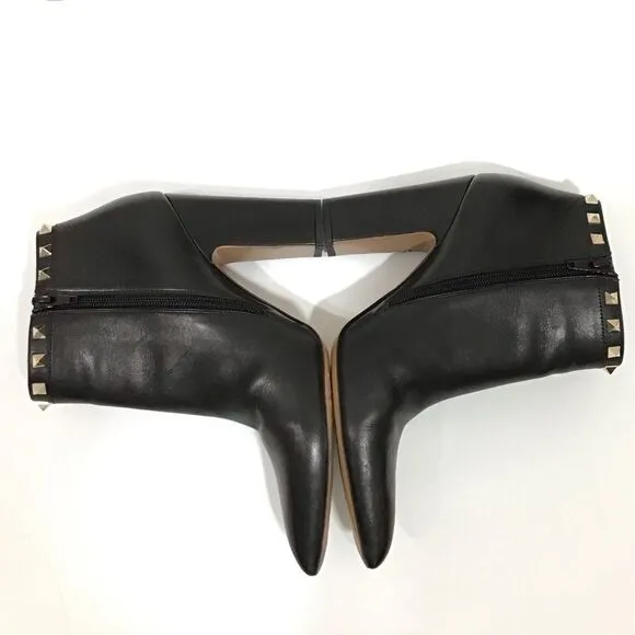 VALENTINO GARAVANI Black Calfskin Rockstud 100mm Ankle Boots Size 40