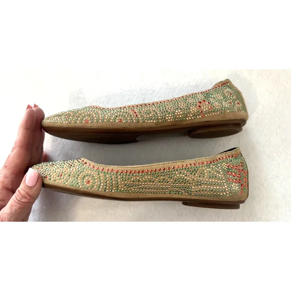 Vaneli Embellished Ballet Flats Beaded Sparkle Slip-On Gold Red Green Size 6M