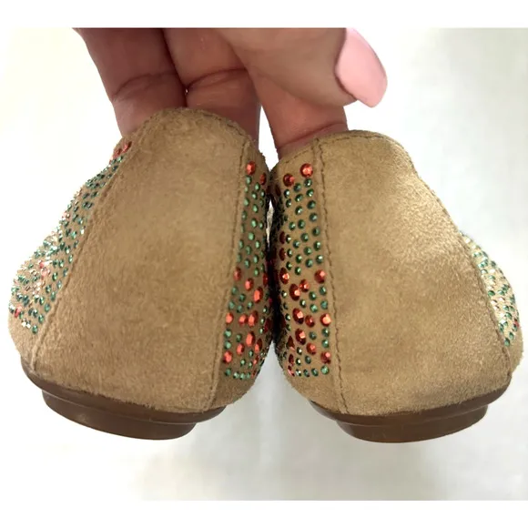 Vaneli Embellished Ballet Flats Beaded Sparkle Slip-On Gold Red Green Size 6M