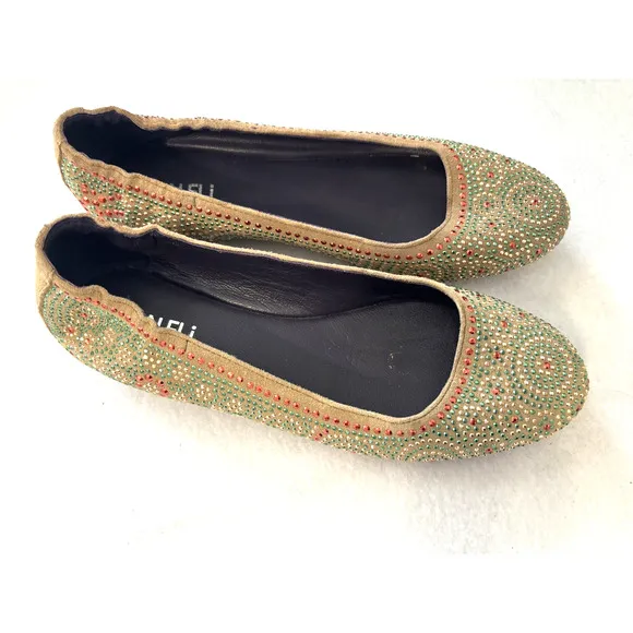 Vaneli Embellished Ballet Flats Beaded Sparkle Slip-On Gold Red Green Size 6M