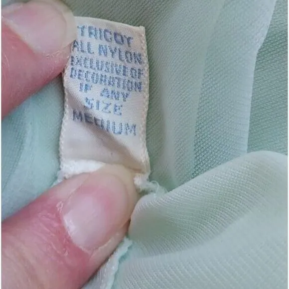 Vanity Fair Babydoll Nightie Nightgown Shorty Green Sheer Doris Day‎ Medium VTG