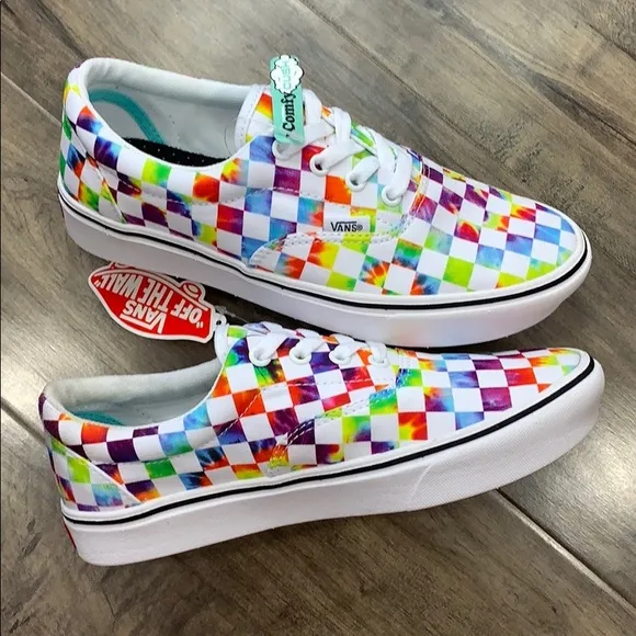VANS COMFYCUSH ERA TIE-DYE CHECKERBOARD WHITE WMNS