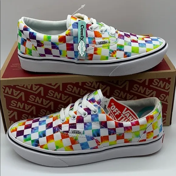 VANS COMFYCUSH ERA TIE-DYE CHECKERBOARD WHITE WMNS