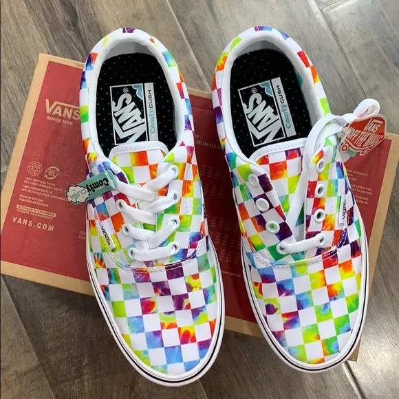 VANS COMFYCUSH ERA TIE-DYE CHECKERBOARD WHITE WMNS
