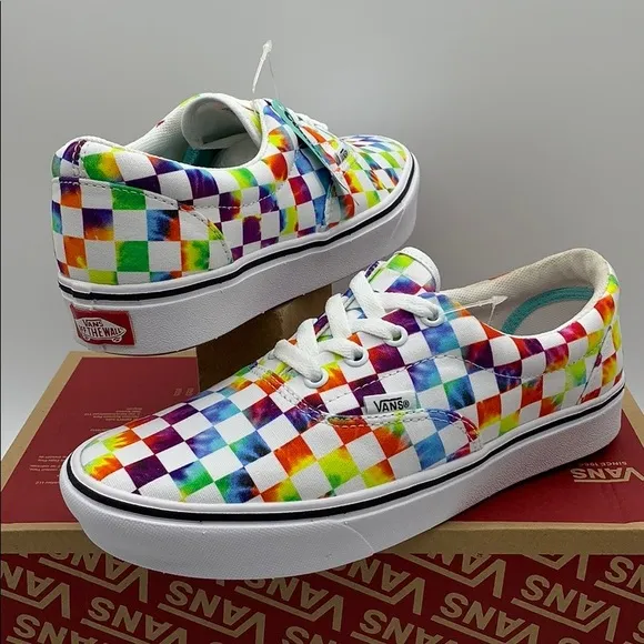 VANS COMFYCUSH ERA TIE-DYE CHECKERBOARD WHITE WMNS
