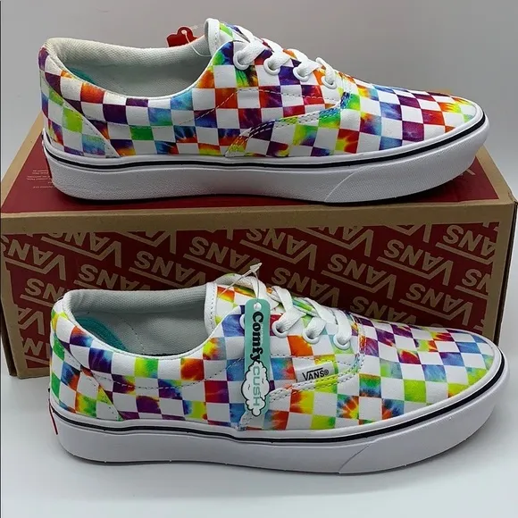 VANS COMFYCUSH ERA TIE-DYE CHECKERBOARD WHITE WMNS