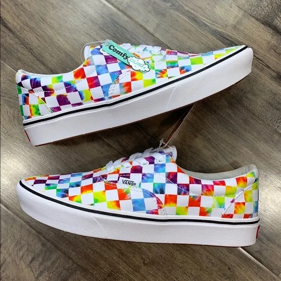 VANS COMFYCUSH ERA TIE-DYE CHECKERBOARD WHITE WMNS