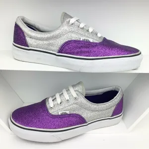 Vans Era Authentic Glitter Silver Purple Team Shoes Sneakers ACU Kings Ravens