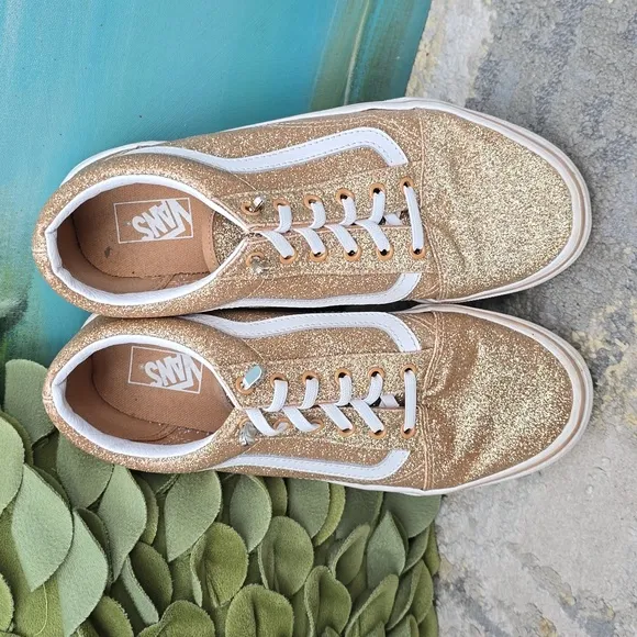 Vans Juniors Glitter Gold Old Skool Sneakers