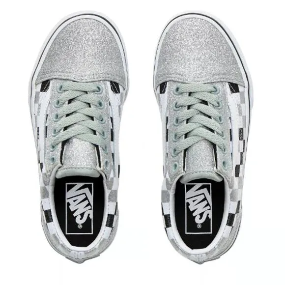 Vans Kids Glitter Checkerboard Old Skool Shoes Size 12.0K NEW