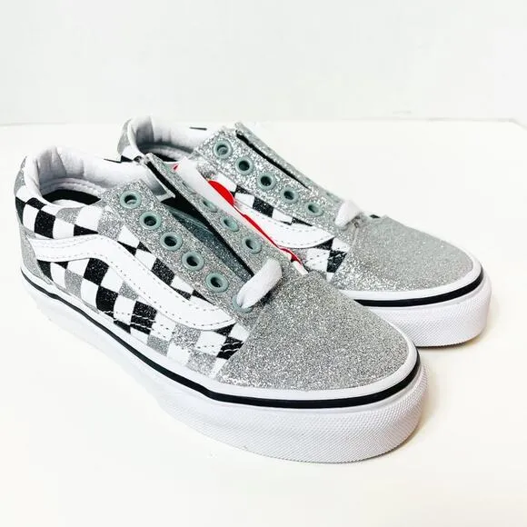 Vans Kids Glitter Checkerboard Old Skool Shoes Size 12.0K NEW