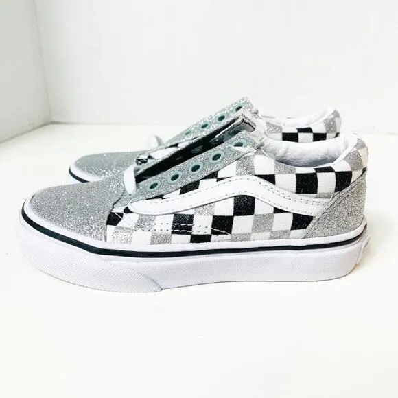 Vans Kids Glitter Checkerboard Old Skool Shoes Size 12.0K NEW