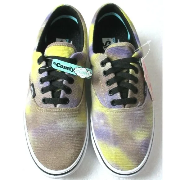 Vans Men's Comfycush Era Blotched Purple Tie Dye Corduroy Skate Shoes Sizes NEW