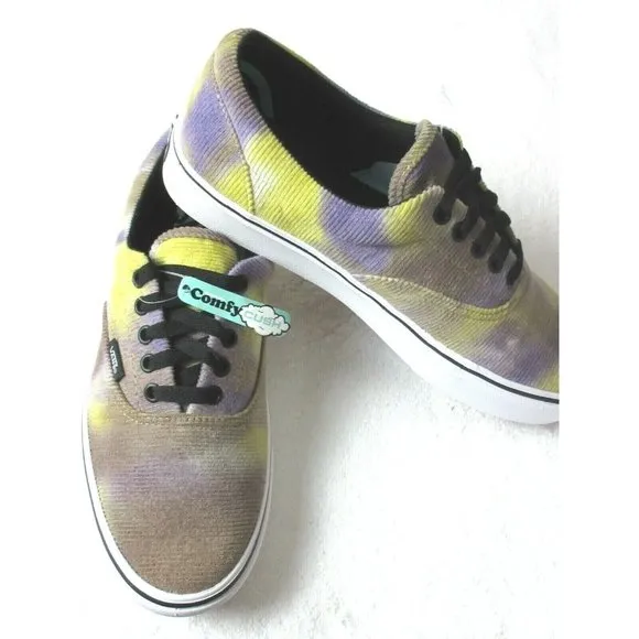 Vans Men's Comfycush Era Blotched Purple Tie Dye Corduroy Skate Shoes Sizes NEW