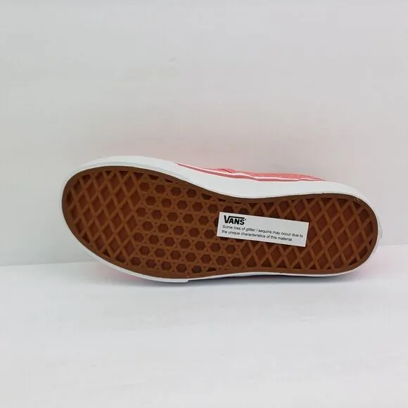 Vans Off The Wall Kids Girls Size 3Y Glitter Pink Slip On Casual Sneaker Shoes