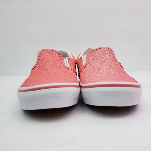 Vans Off The Wall Kids Girls Size 3Y Glitter Pink Slip On Casual Sneaker Shoes