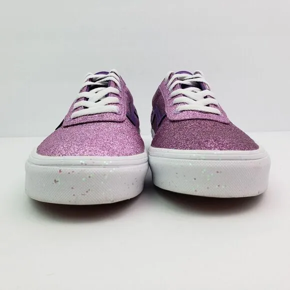 Vans Old Skool Girls Size 6Y Womens Sz 7.5 Purple Glitter Low Sneaker Shoes
