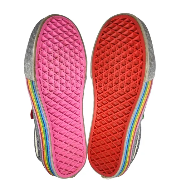 Vans Shoes Womens 7.5 RARE Flour Shop Silver Sparkle Glitter Rainbow Pride LGBTQ