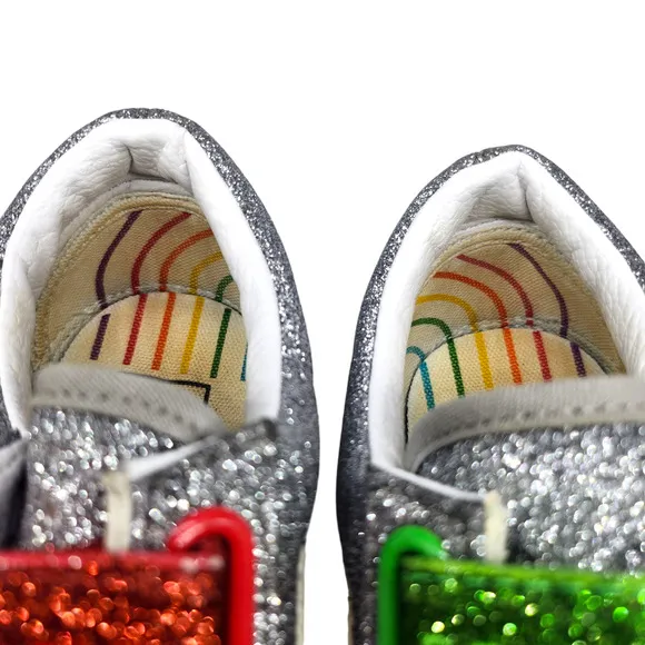 Vans Shoes Womens 7.5 RARE Flour Shop Silver Sparkle Glitter Rainbow Pride LGBTQ
