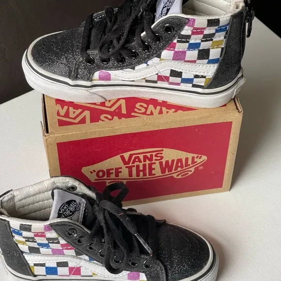 Vans Sk8-Hi glitter checkerboard shoes