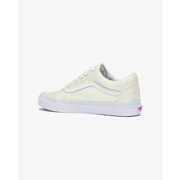 Vans Wall Old Skool White Pink UV Glitter Sneakers Shoes Girls Big Kid 6