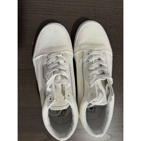 Vans Wall Old Skool White Pink UV Glitter Sneakers Shoes Girls Big Kid 6