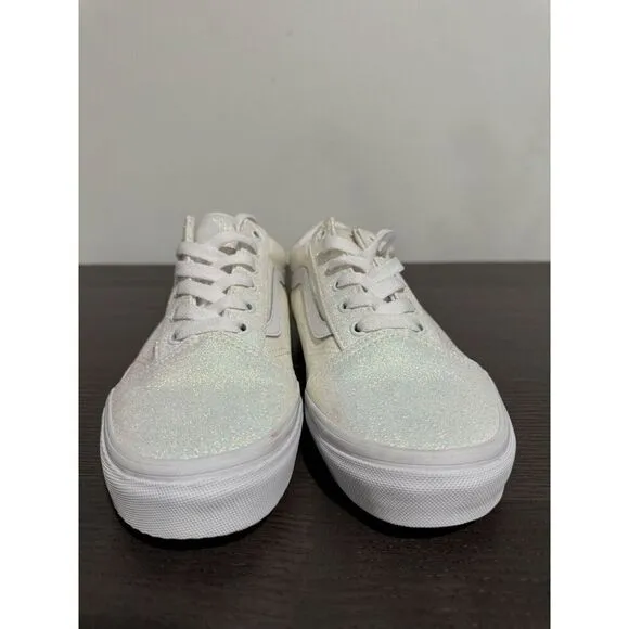 Vans Wall Old Skool White Pink UV Glitter Sneakers Shoes Girls Big Kid 6