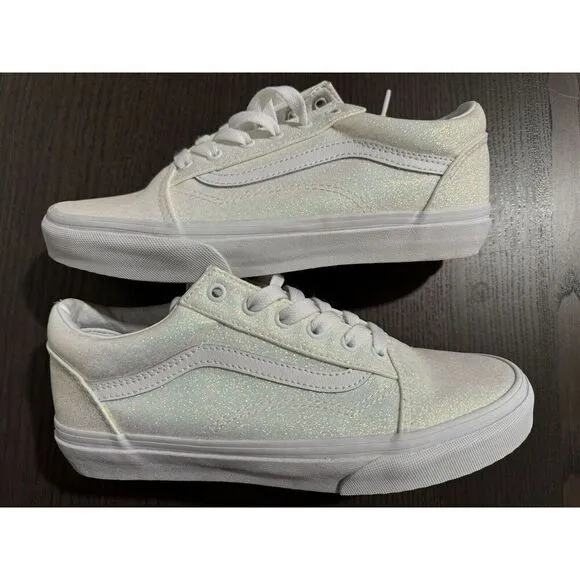 Vans Wall Old Skool White Pink UV Glitter Sneakers Shoes Girls Big Kid 6