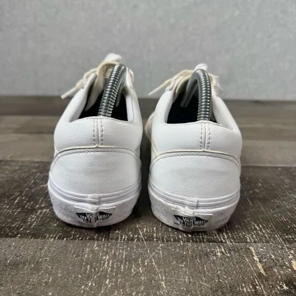 Vans Womens Size 9.5 Mens 8 Old Skool Leather Sneakers Shoes White Tie 507452