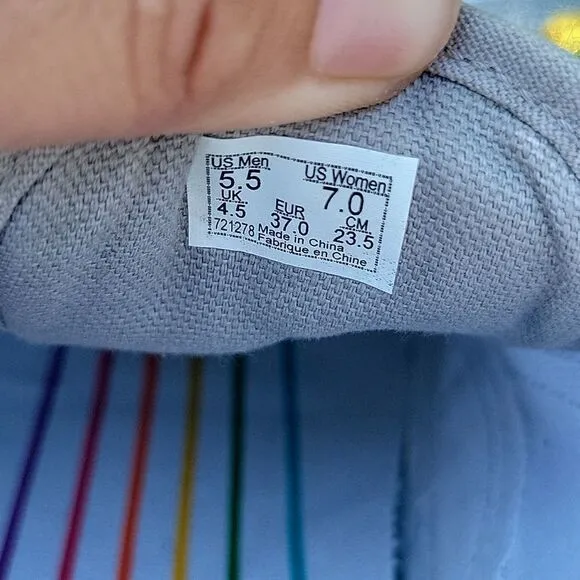 Vans Flour Shop Silver Sparkle Rainbow shoes size 7