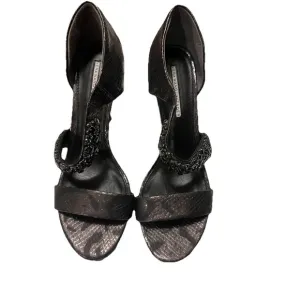 Vera Wang Lavender label Grey Metallic Beaded Leather Sandals Made In Italy 8.0‎