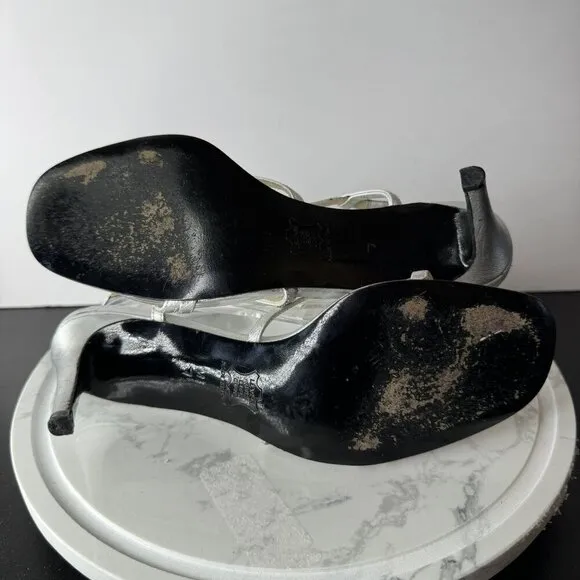 Vera Wang Silver Strappy High Heel Sandals Size 7 Made in Italy Bridal Wedding