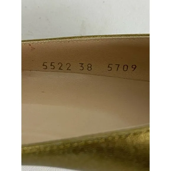 Vera Wang Womens Designer Shoes Gold Sparkle Pumps Heels Made in Italy Size 38