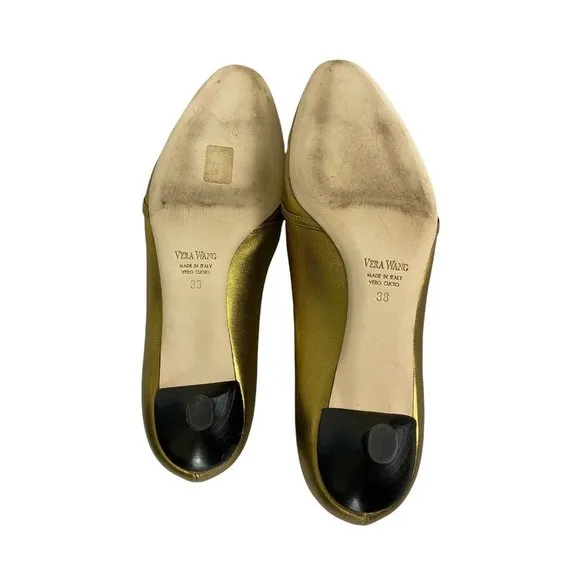 Vera Wang Womens Designer Shoes Gold Sparkle Pumps Heels Made in Italy Size 38