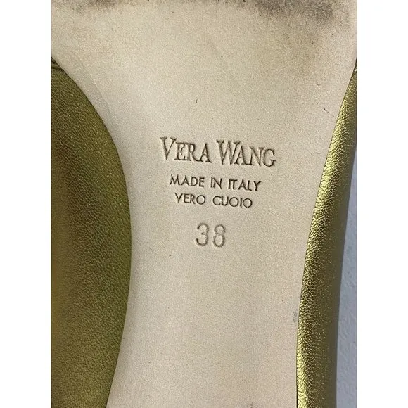 Vera Wang Womens Designer Shoes Gold Sparkle Pumps Heels Made in Italy Size 38