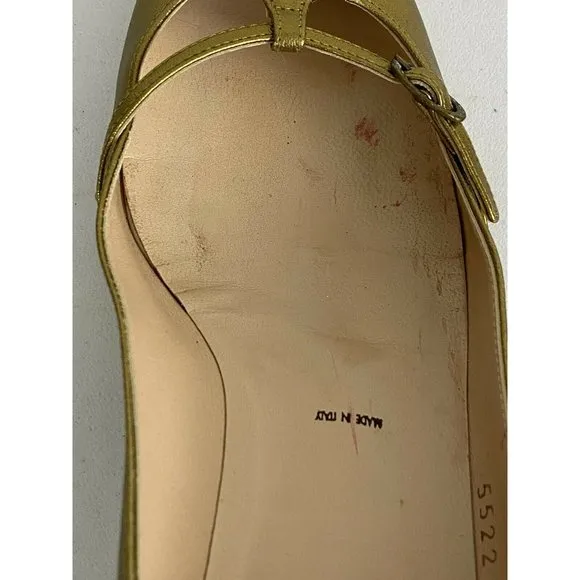 Vera Wang Womens Designer Shoes Gold Sparkle Pumps Heels Made in Italy Size 38