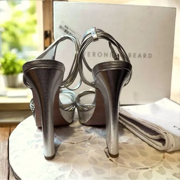 VERONICA BEARD  Fletcher Ankle Strap Platform Sandal - Silver/ Gold Size 8.5