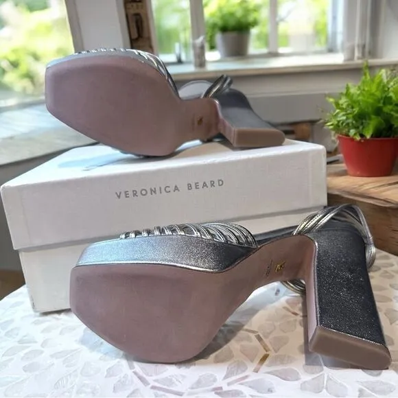 VERONICA BEARD  Fletcher Ankle Strap Platform Sandal - Silver/ Gold Size 8.5