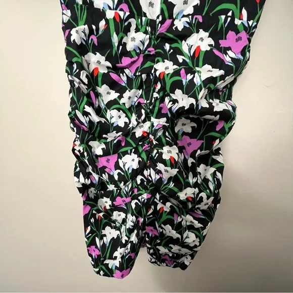 Veronica Beard Janis Dress 0 Pink Floral Ruched Puff Sleeve Wedding Brunch