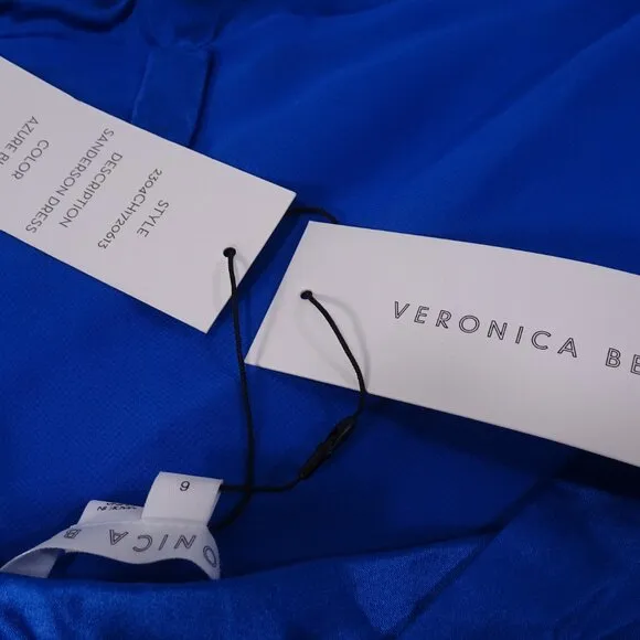 Veronica Beard SANDERSON Silk Spaghetti MAXI DRESS Azure Blue 00 NWT 698