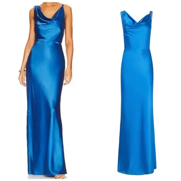Veronica Beard SANDERSON Silk Spaghetti MAXI DRESS Azure Blue 00 NWT 698