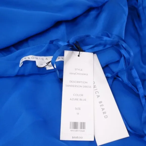 Veronica Beard SANDERSON Silk Spaghetti MAXI DRESS Azure Blue 00 NWT 698