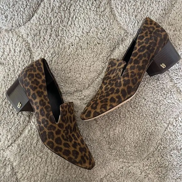 Veronica Beard Shoes Womens 7.5M Baylie Loafer Pumps Leopard Print‎ Suede Heel