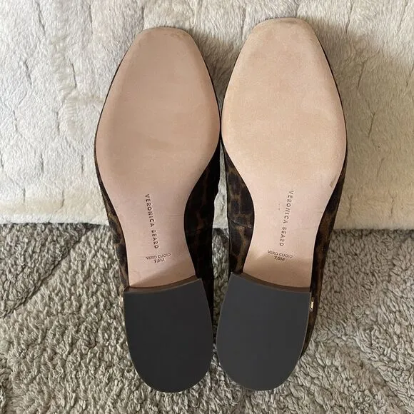 Veronica Beard Shoes Womens 7.5M Baylie Loafer Pumps Leopard Print‎ Suede Heel