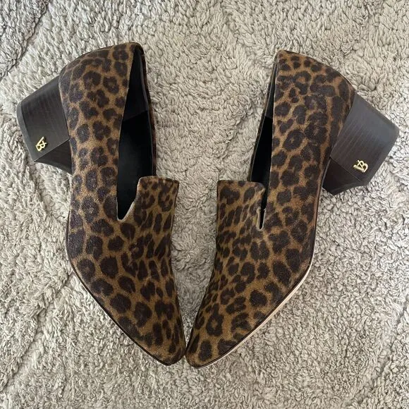 Veronica Beard Shoes Womens 7.5M Baylie Loafer Pumps Leopard Print‎ Suede Heel