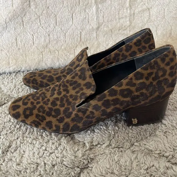Veronica Beard Shoes Womens 7.5M Baylie Loafer Pumps Leopard Print‎ Suede Heel